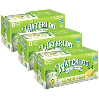 Waterloo Sparkling Water, Lemon-Lime, Cans, Case